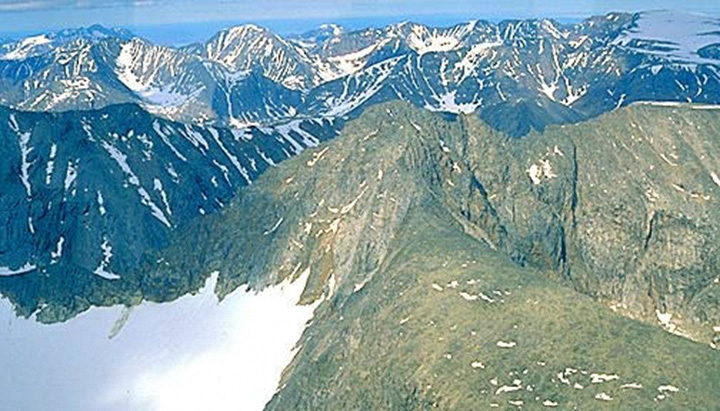 Figure 4: Torngat Mountains, Labrador - This photograph shows a landscape of snowy mountain peaks with sharp edges.